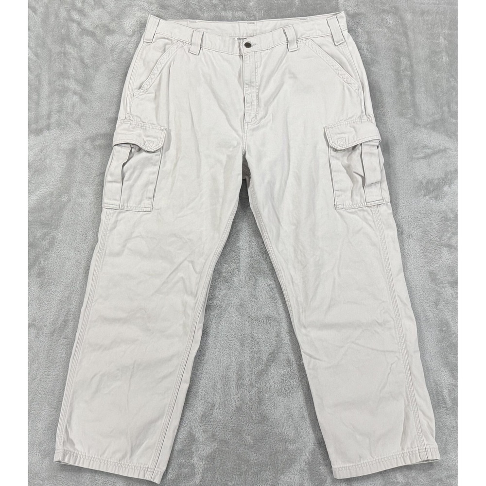 Carhartt Pants Mens 40x32 Canvas Cargo Loose Baggy Workwear Painter White Stains